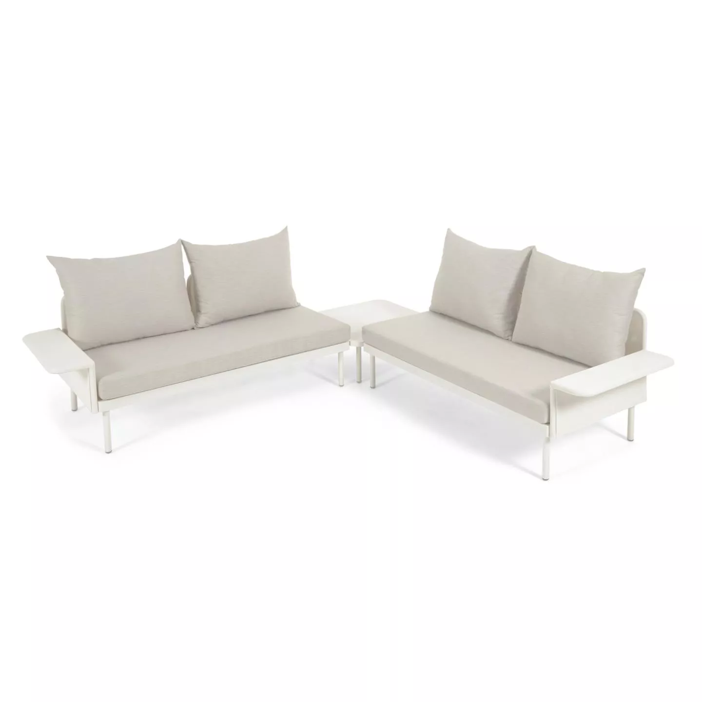 Угловой алюминиевый диван La Forma Zaltana с белой матовой отделкой 164 см