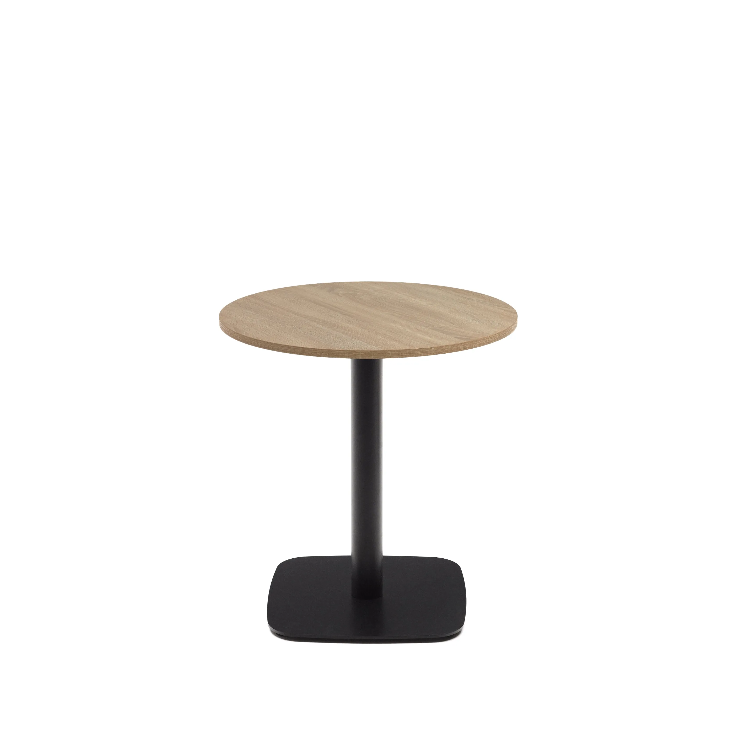 Круглый барный столик La Forma Dina натуральная отделка черная металлическая ножка 177977