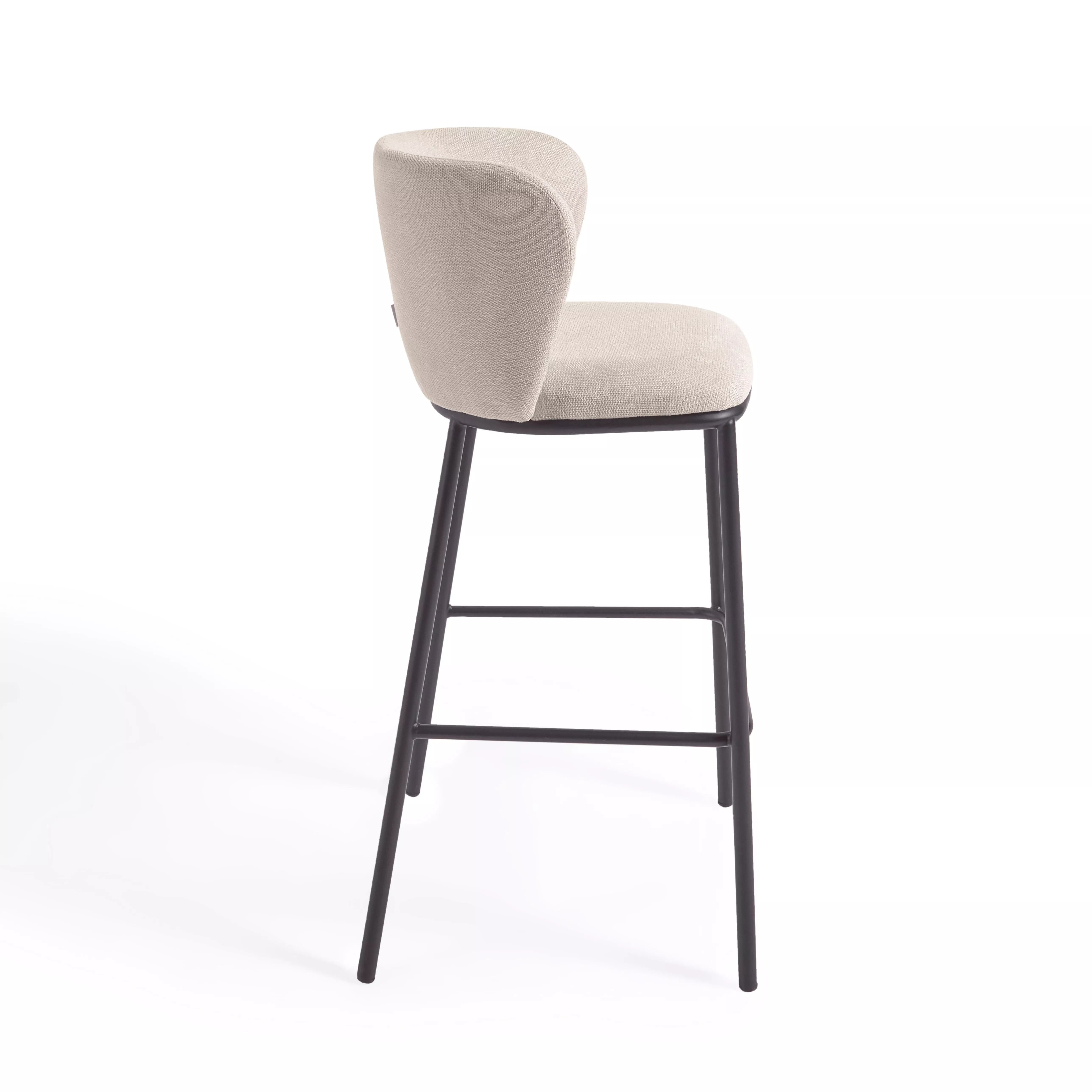 Барный стул La Forma Ciselia бежевая синель и черная сталь 75 см