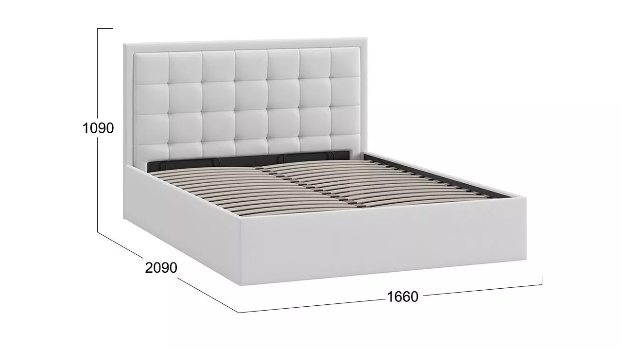 Кровать 160х200 Тип 1 с ПМ Ника экокожа белая