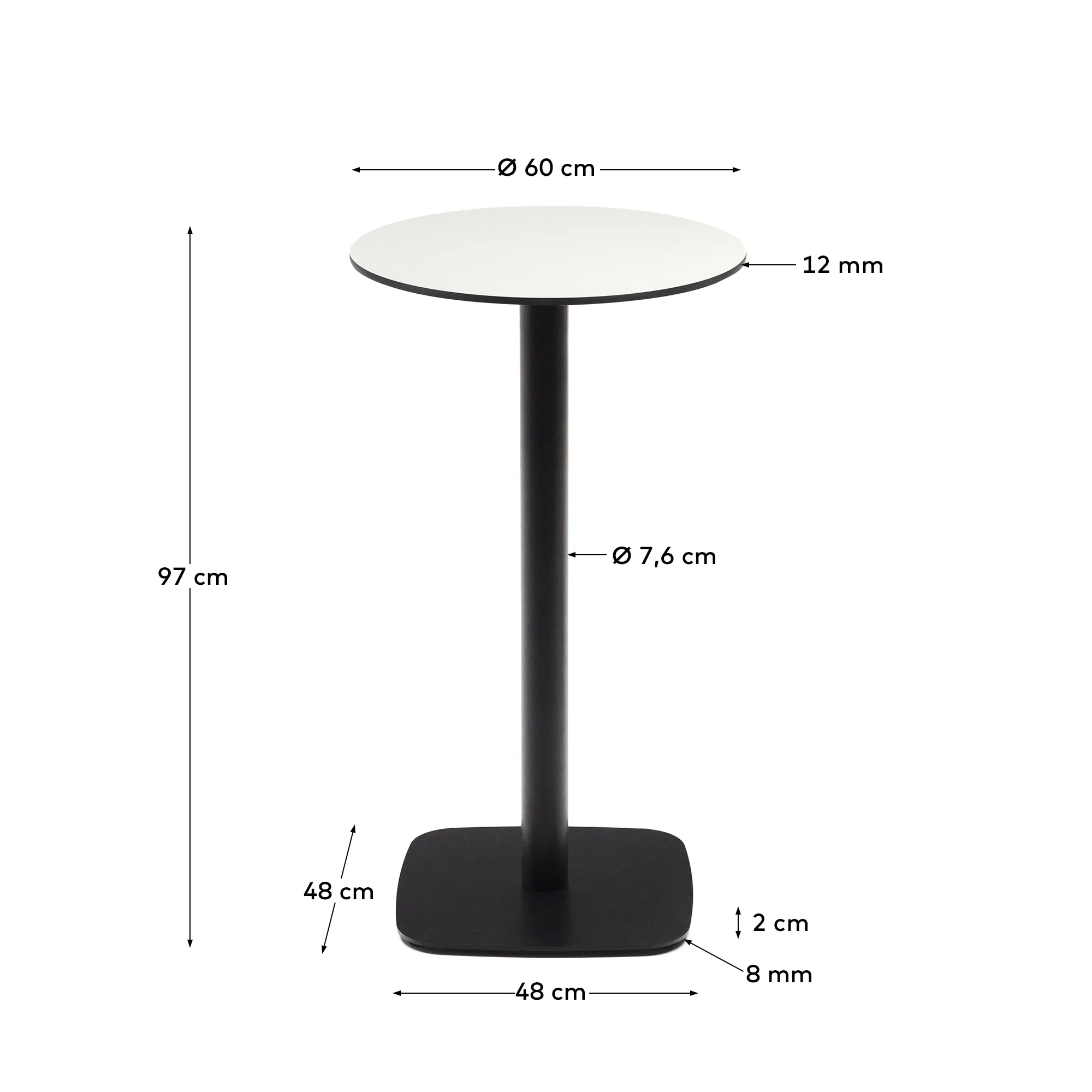 Круглый уличный столик La Forma Dina белый на черном металлическом основании 177063