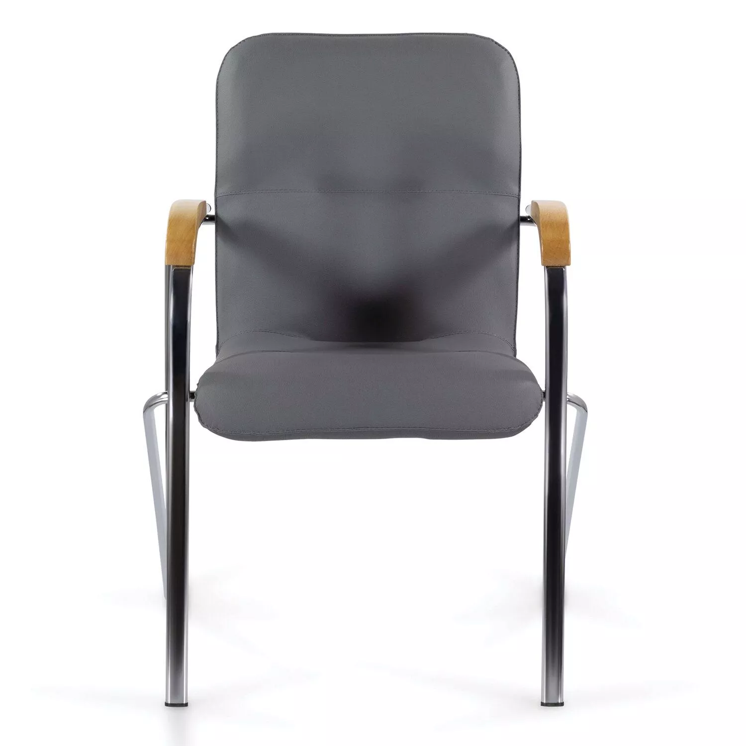 Кресло для посетителей BRABIX Samba CF-103 хром накладки бук экокожа серый 532758