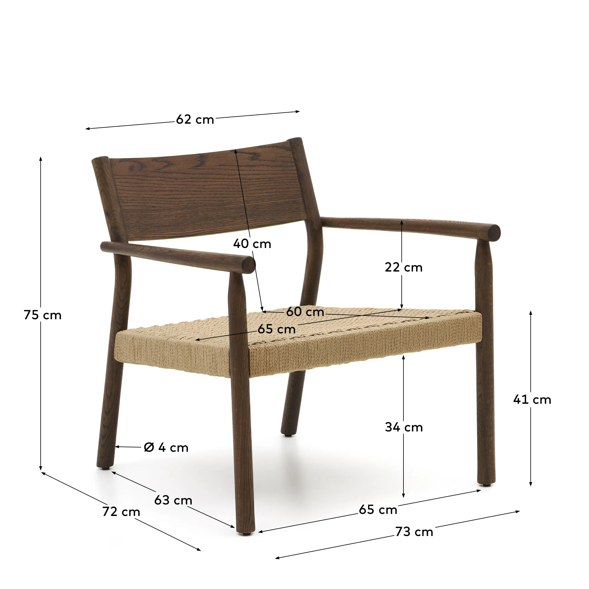 Кресло La Forma Yalia массив дуба с ореховой отделкой сиденье из веревки 174335