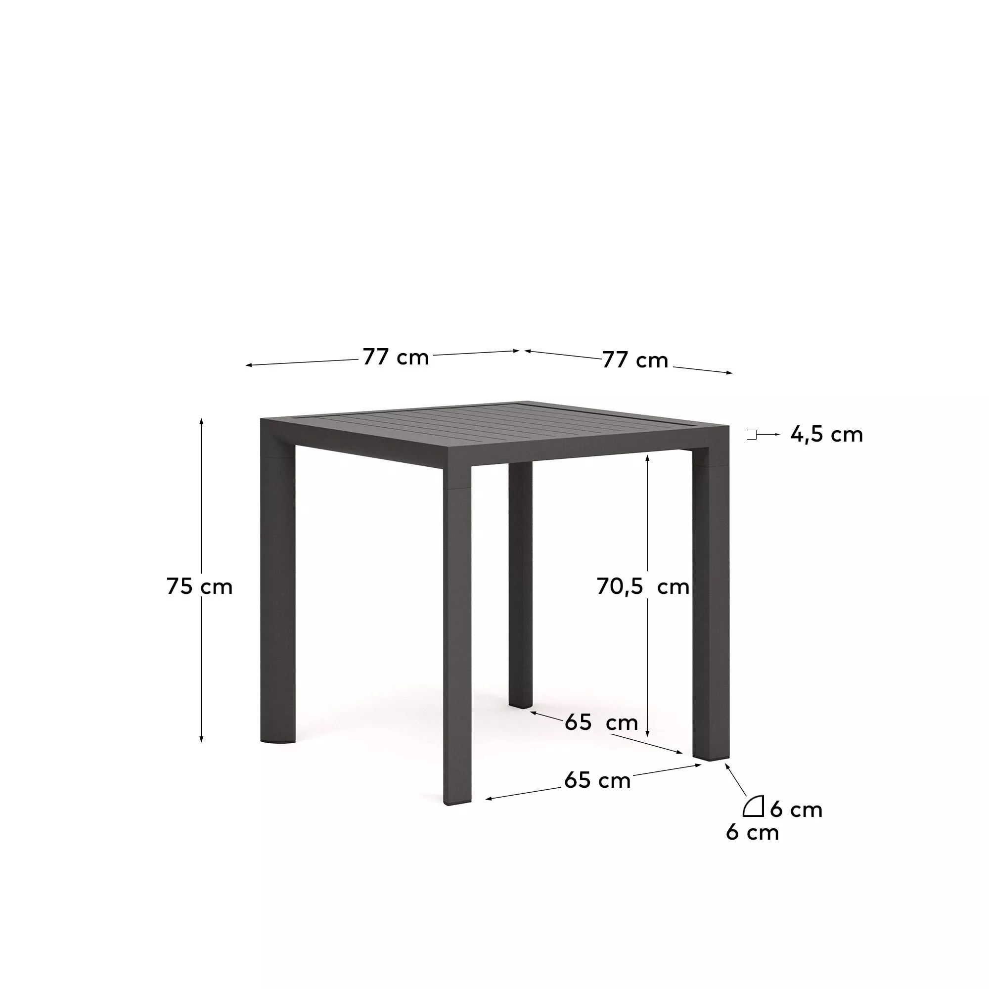 Уличный стол La Forma Culip с порошковым покрытием серого цвета 77 х 77