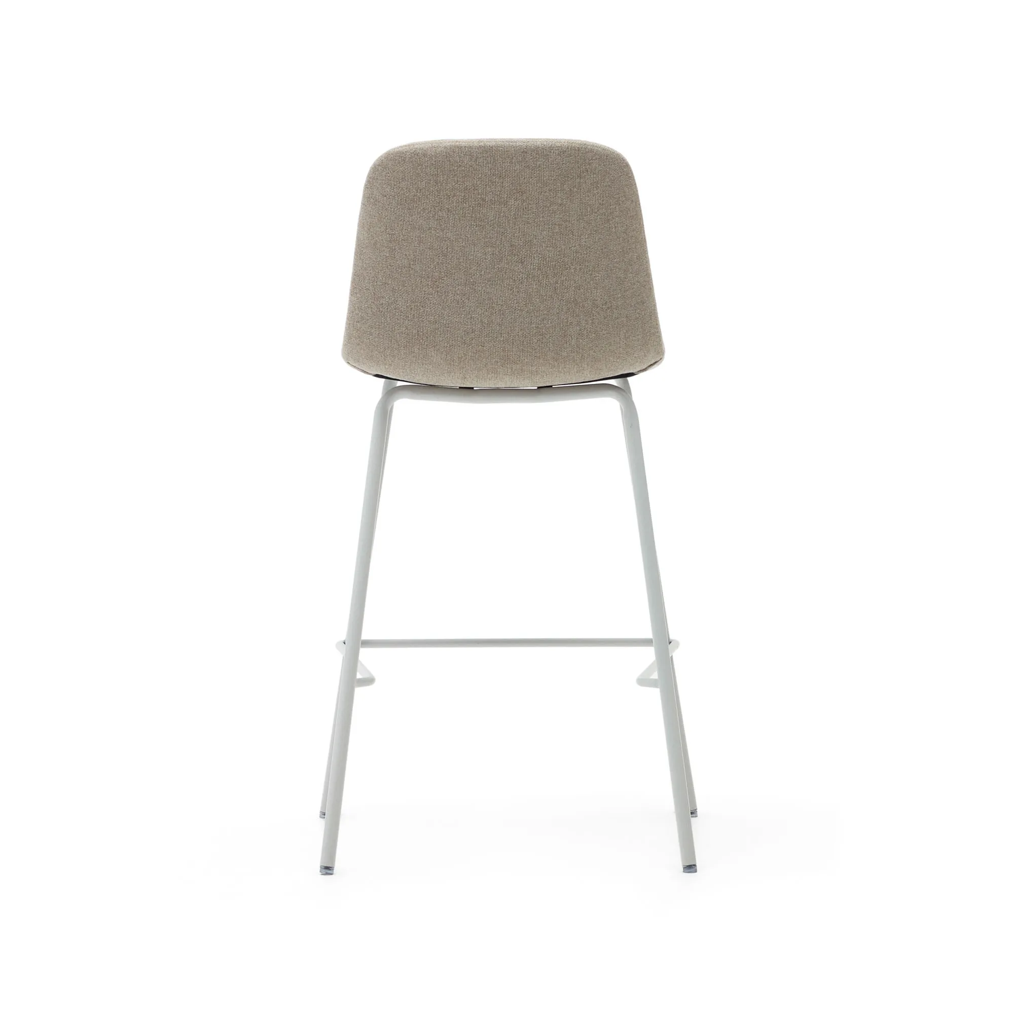 Полубарный стул La Forma Zunilda бежевый шенилл и сталь с матовой белой отделкой 65 см 166659
