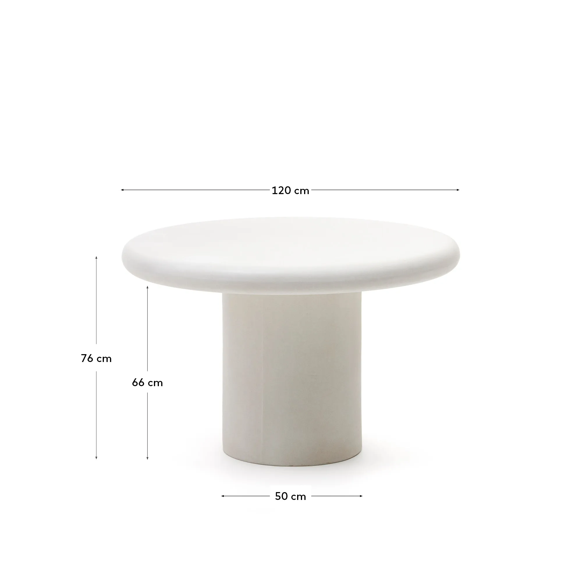 Круглый стол La Forma Addaia белый цемент 120 см 189951