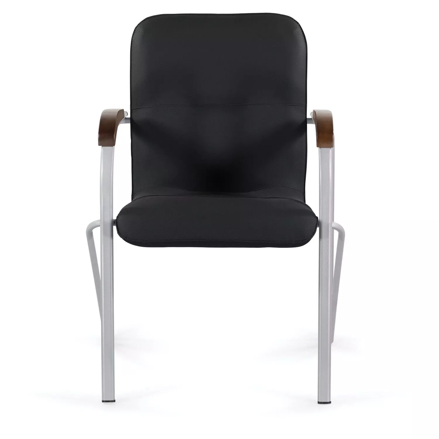 Кресло для посетителей BRABIX Samba CF-104 серый каркас накладки орех экокожа черный 532759