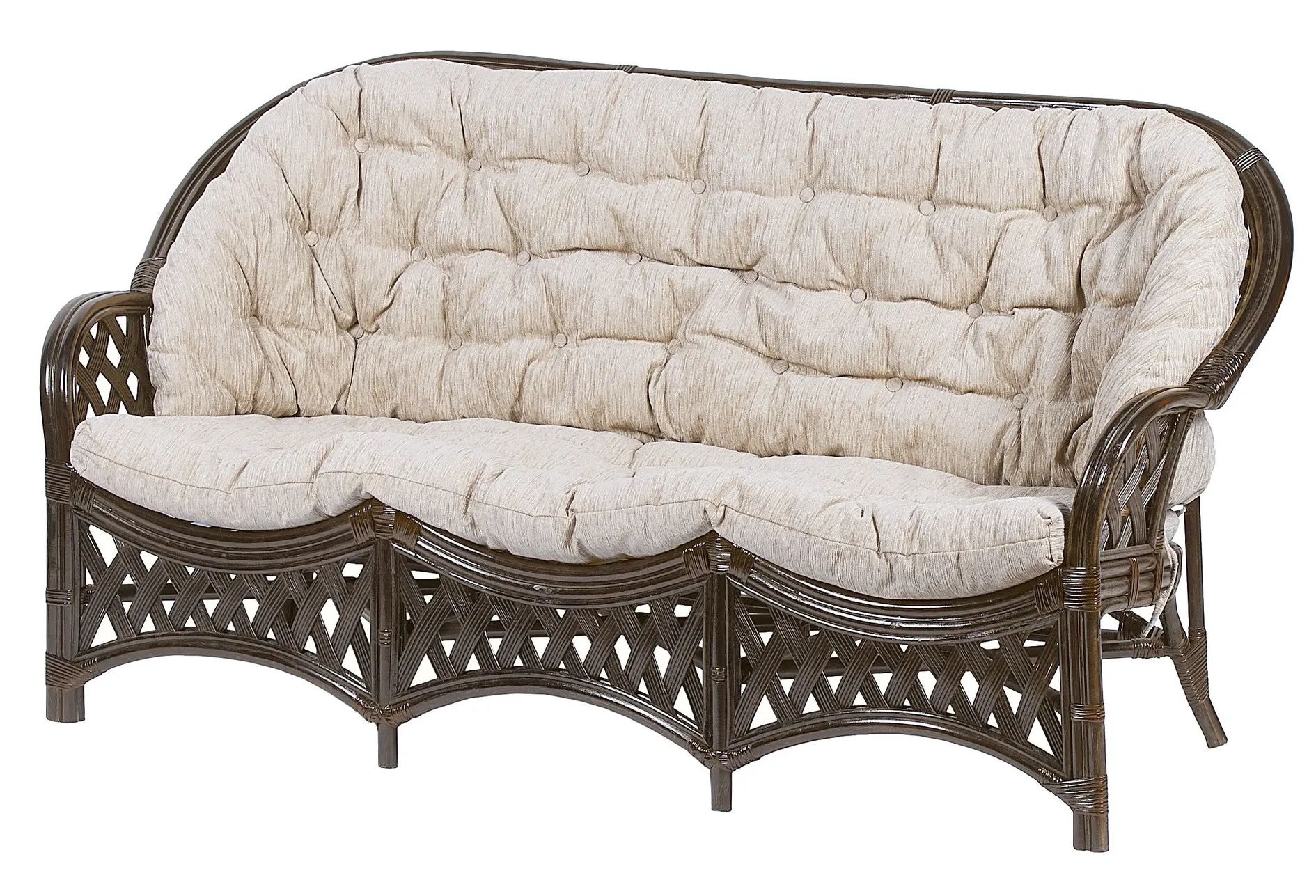 Комплект мебели из ротанга Черчилль (Рузвельт) с 3-х местным диваном и овальным столом коричневый