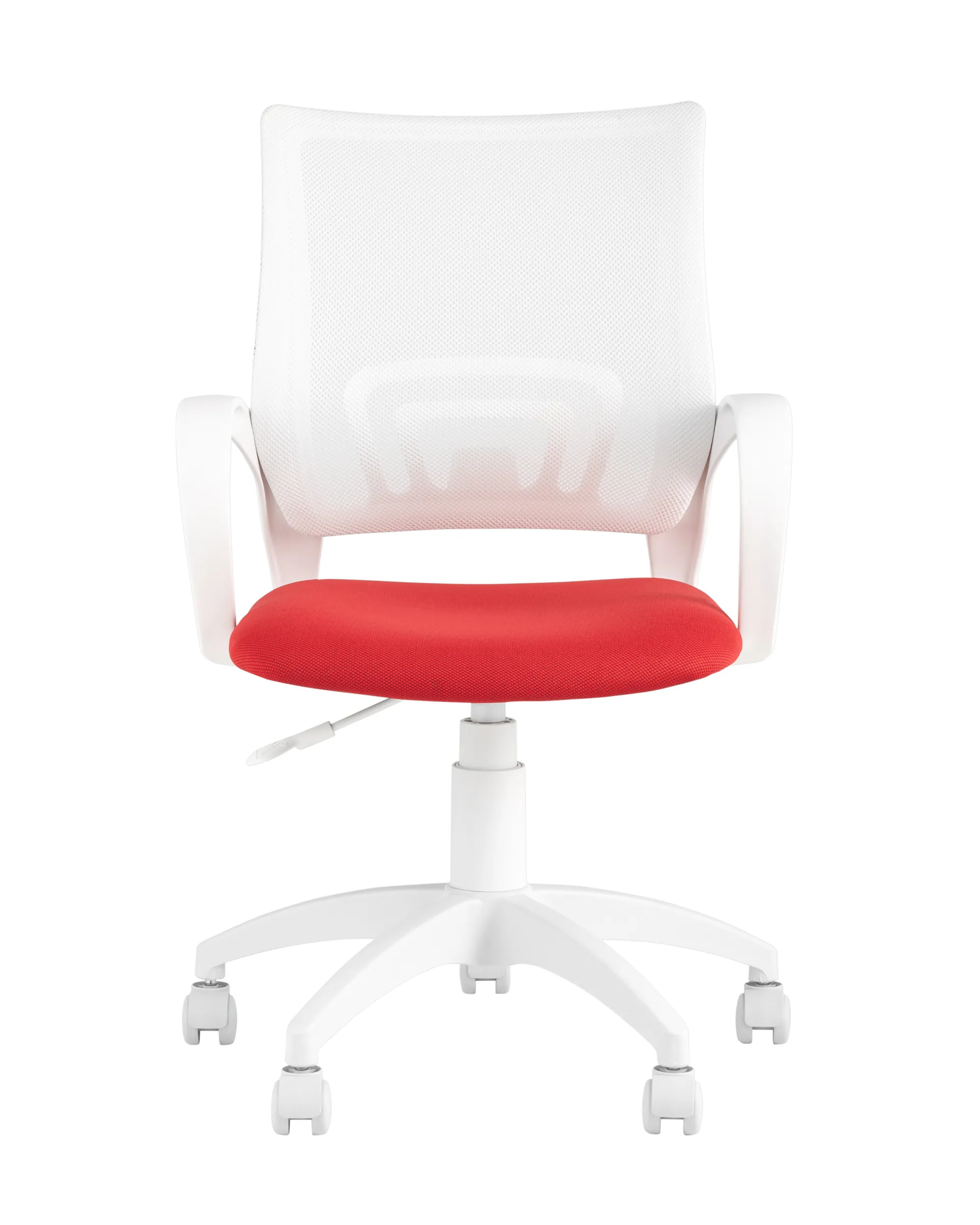 Кресло офисное TopChairs ST-BASIC-W красная ткань белый пластик