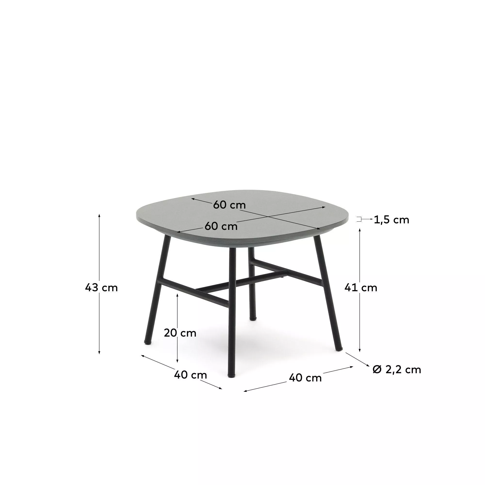 Приставной столик La Forma Bramant из стали с черной отделкой 60 x 60 см