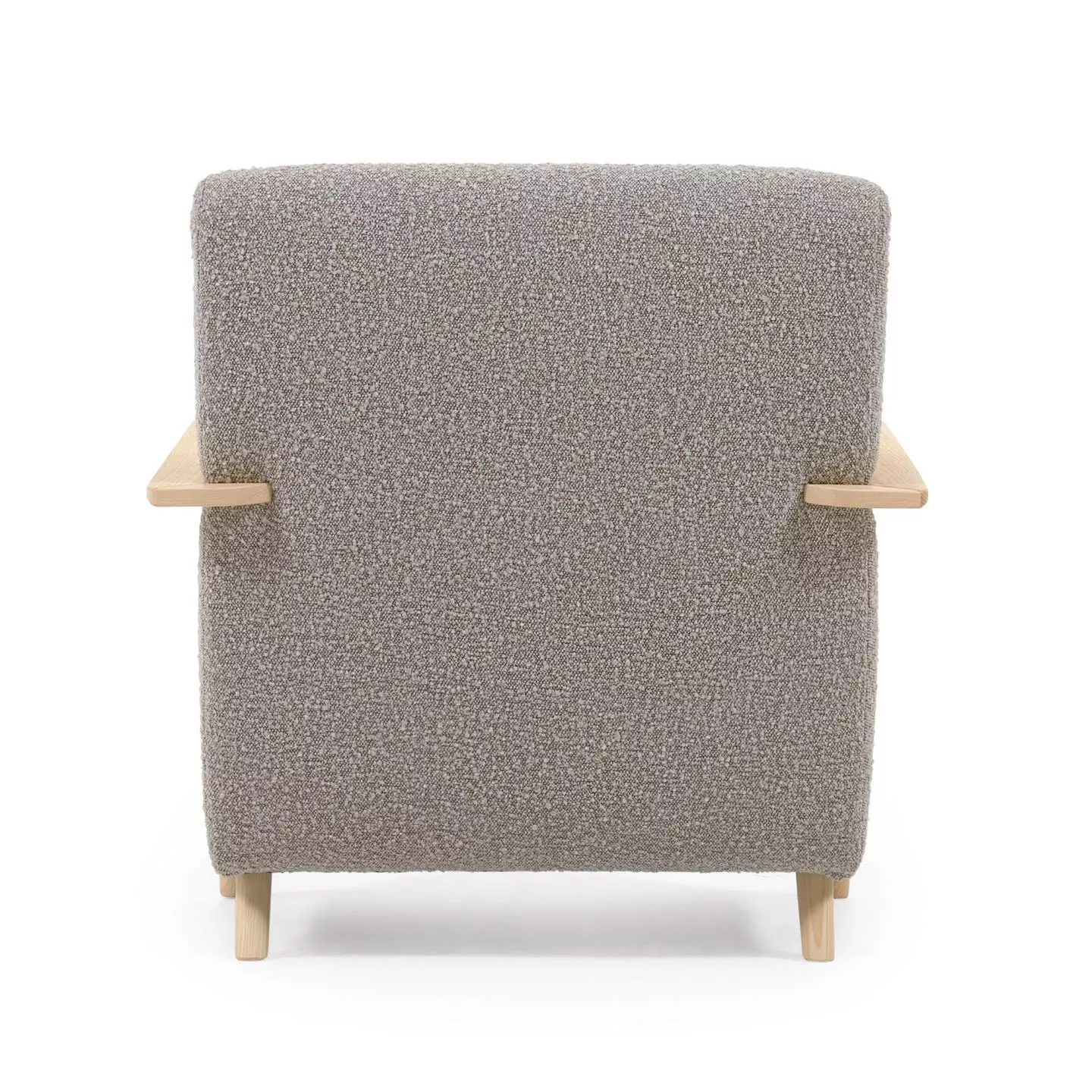 Кресло La Forma Meghan из серой ткани букле с ножками из массива ясеня 115764