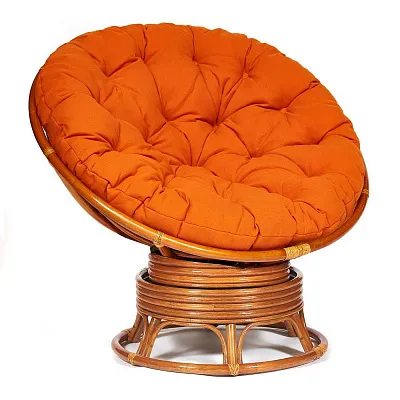 Кресло-качалка PAPASAN 23/01 W с подушкой коньяк ткань оранжевый