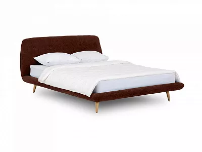 Кровать с мягким изголовьем Loa 160x200 коричневый 464177