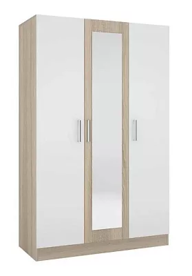 Шкаф 3-створчатый Леси Сонома / Белый с зеркалом