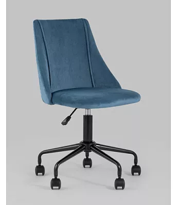 Кресло офисное Сиана велюр синий без подлокотников