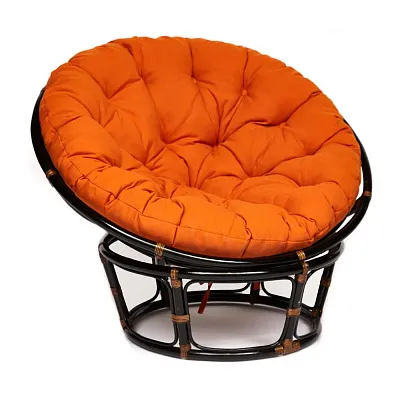 Кресло PAPASAN 23/01 W с подушкой Antique brown ткань оранжевый