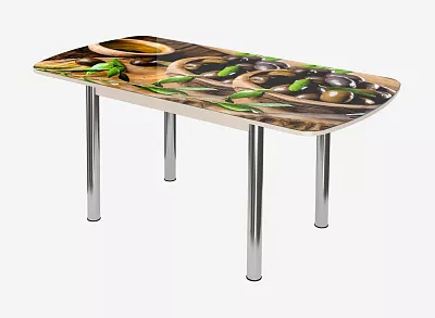 Кухонный стол с фотопечатью БОСТОН 3 Брифинг ОЛИВА МЛК