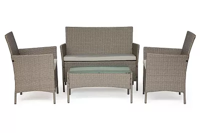 Лаундж сет (диван+2кресла+столик+подушки) серый