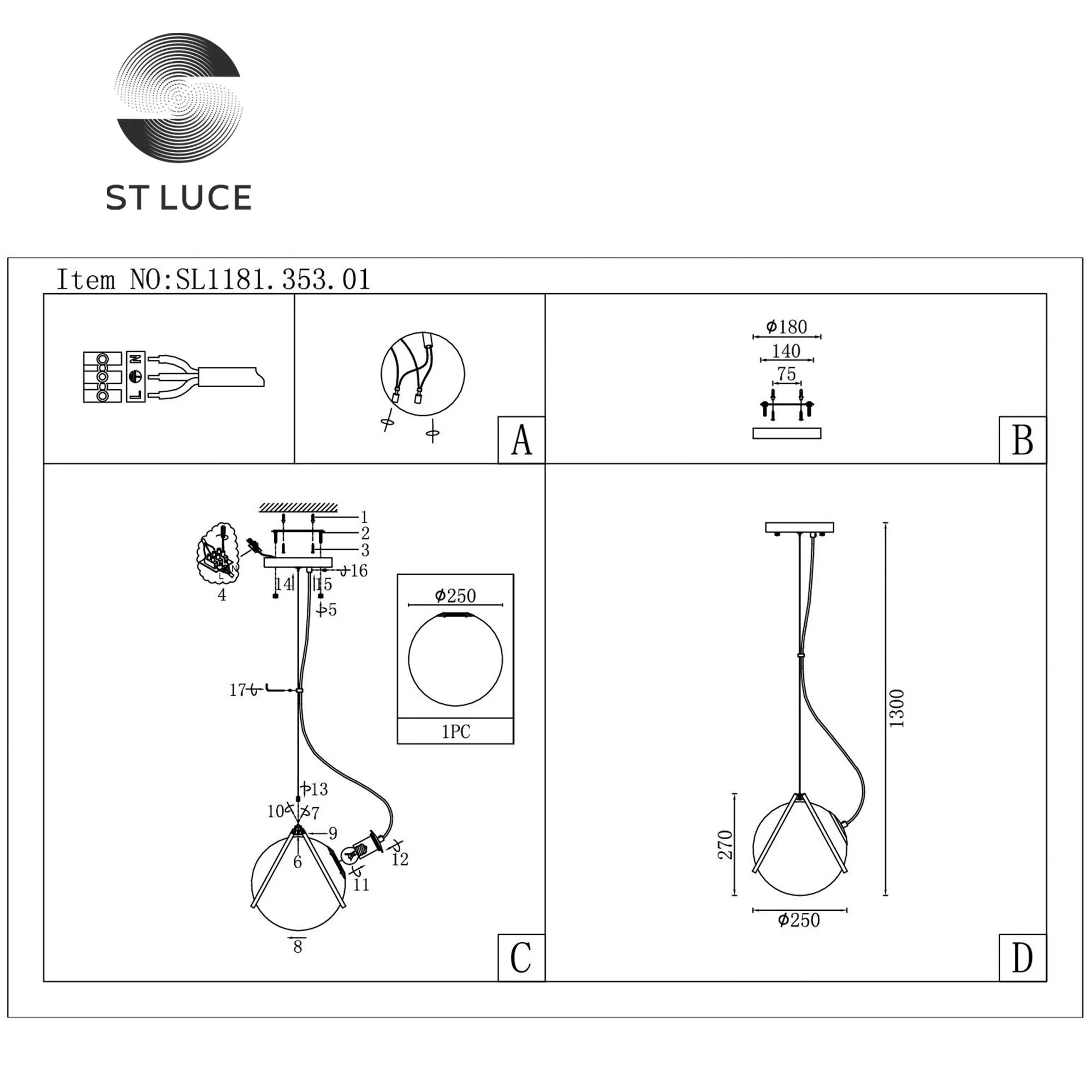 Подвесной светильник ST LUCE Acerra SL1181.353.01