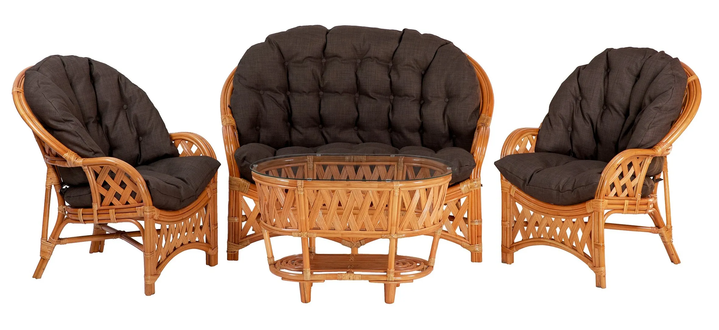 Комплект мебели из ротанга Черчилль (Рузвельт) с 2-х местным диваном и овальным столом коньяк