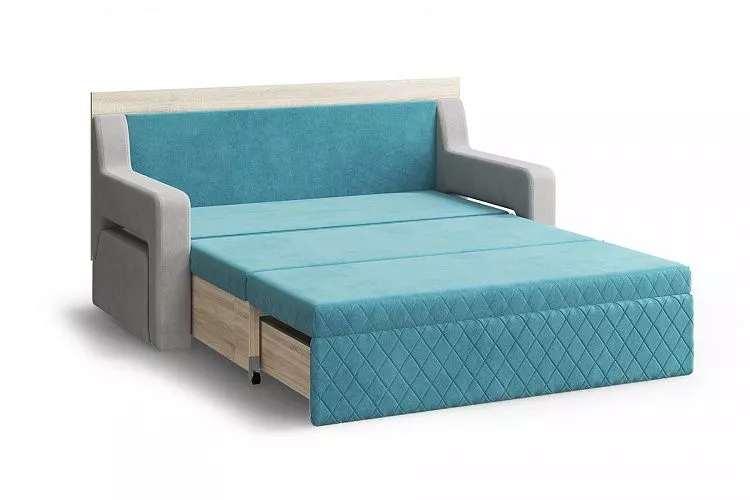 Диван Стол Кровать (3 в 1) Смарт-2 Ромб с подушками голубой / серый МЛК