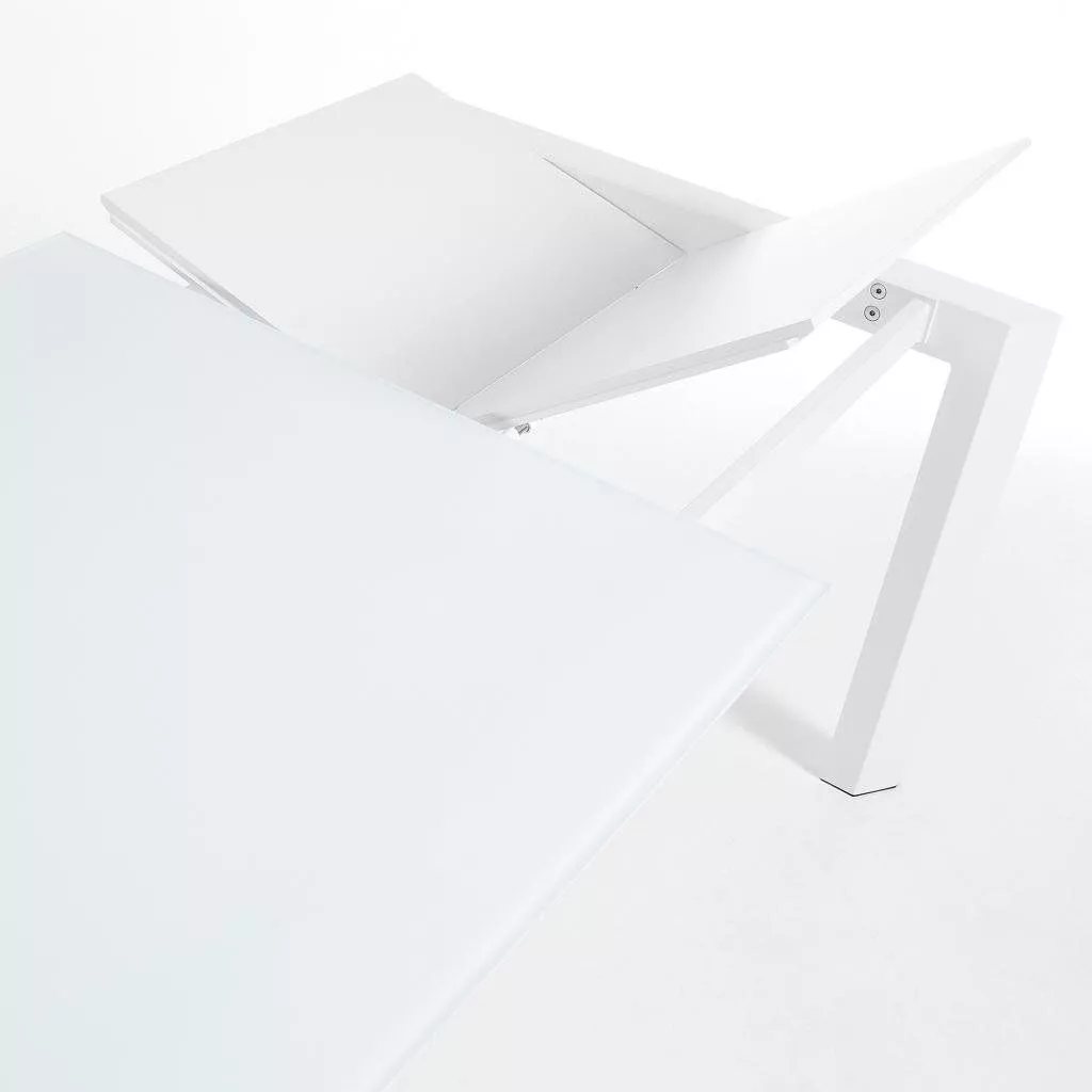 Обеденный стол La Forma Atta 220х90 стеклянный белый