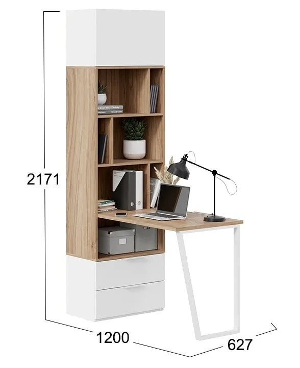 Шкаф комбинированный со столом Порто белый жемчуг яблоня беллуно белый софт СМ-393.07.200