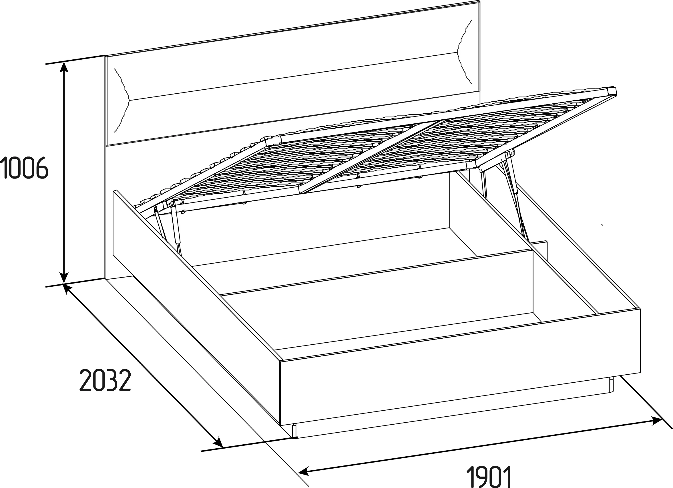 Кровать NEO 306 Люкс с подъемным механизмом 1800 Дуб Шавиниган