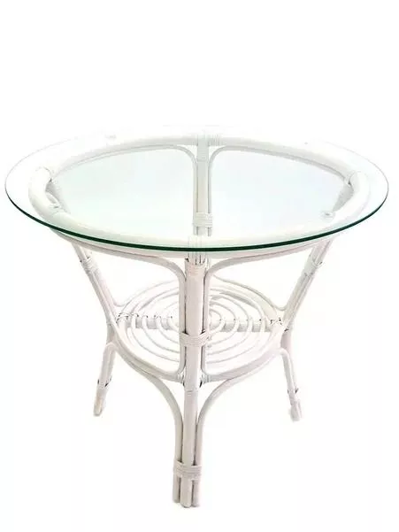 Комплект мебели из ротанга Багама дуэт с круглым столом белый (подушки шенилл обычные светлые)