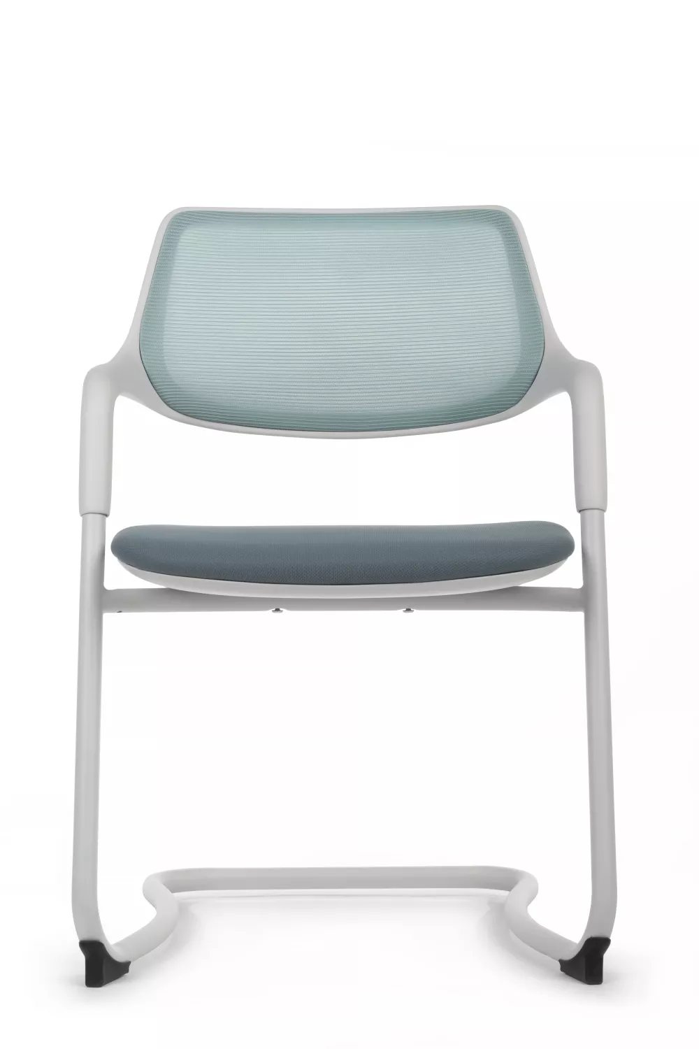 Конференц-кресло RIVA DESIGN Scroll SF (HY-813B) белый каркас голубой / серый