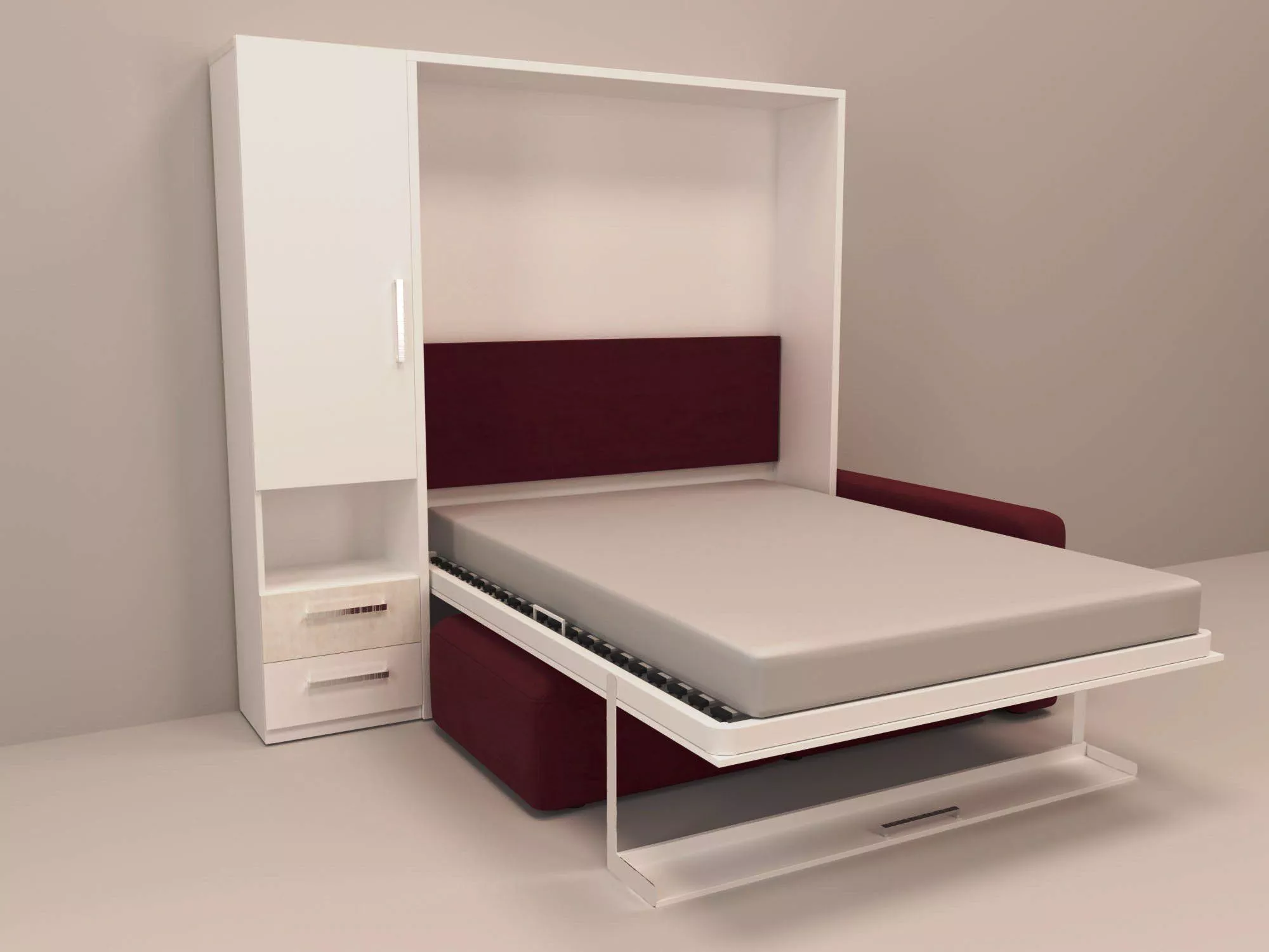 Шкаф кровать-трансформер с пуфом Smart