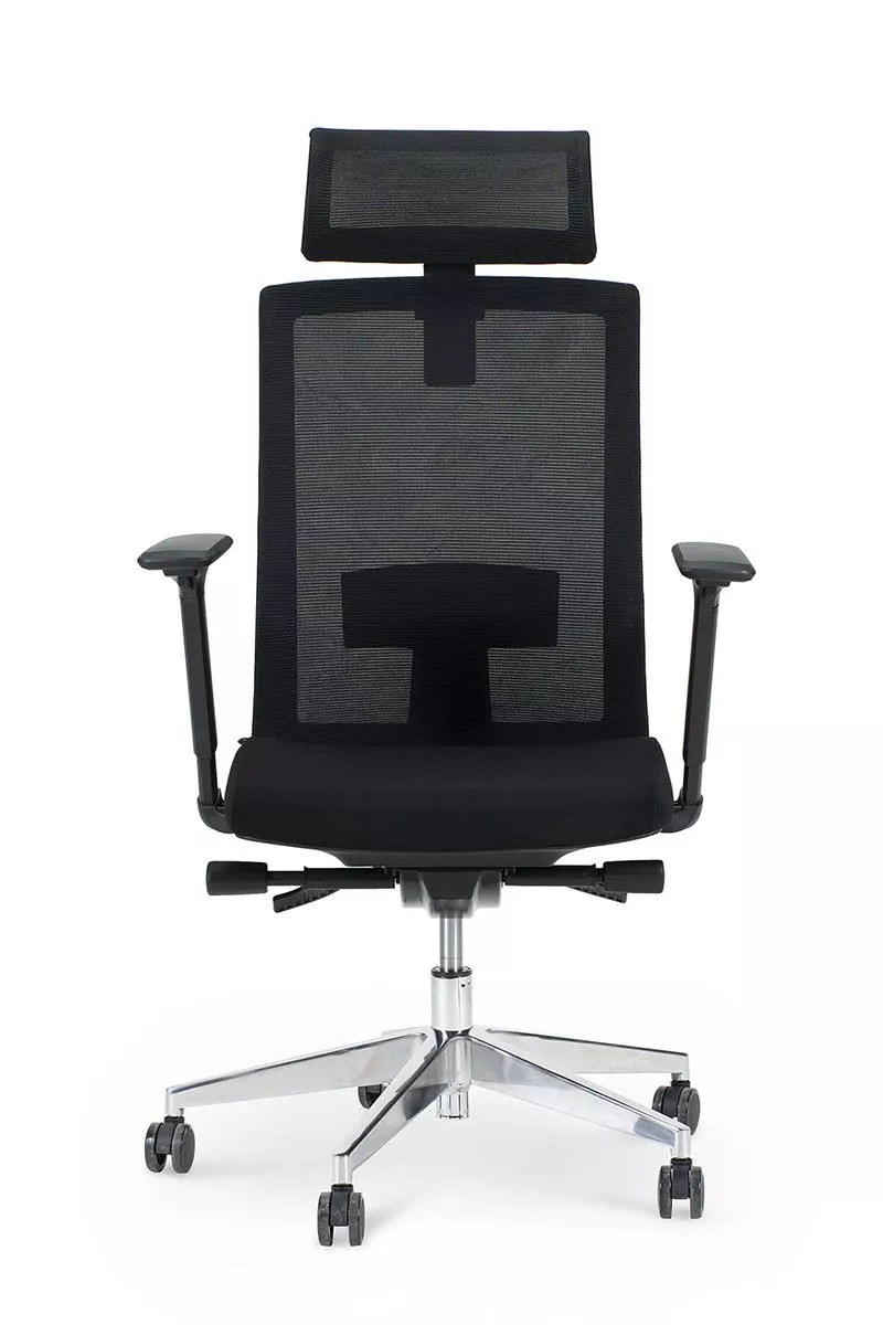 Кресло руководителя (эргономичное) NORDEN Партнер aluminium черный CH-202A-OA2000*OS800