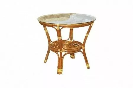 Комплект мебели из ротанга Багама дуэт с круглым столом коньяк (подушки шенилл полные светлые)