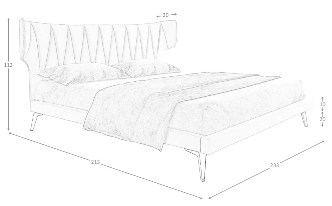 Двуспальная кровать Angel Cerda 7160/GC1801 светло-серая ткань 181579