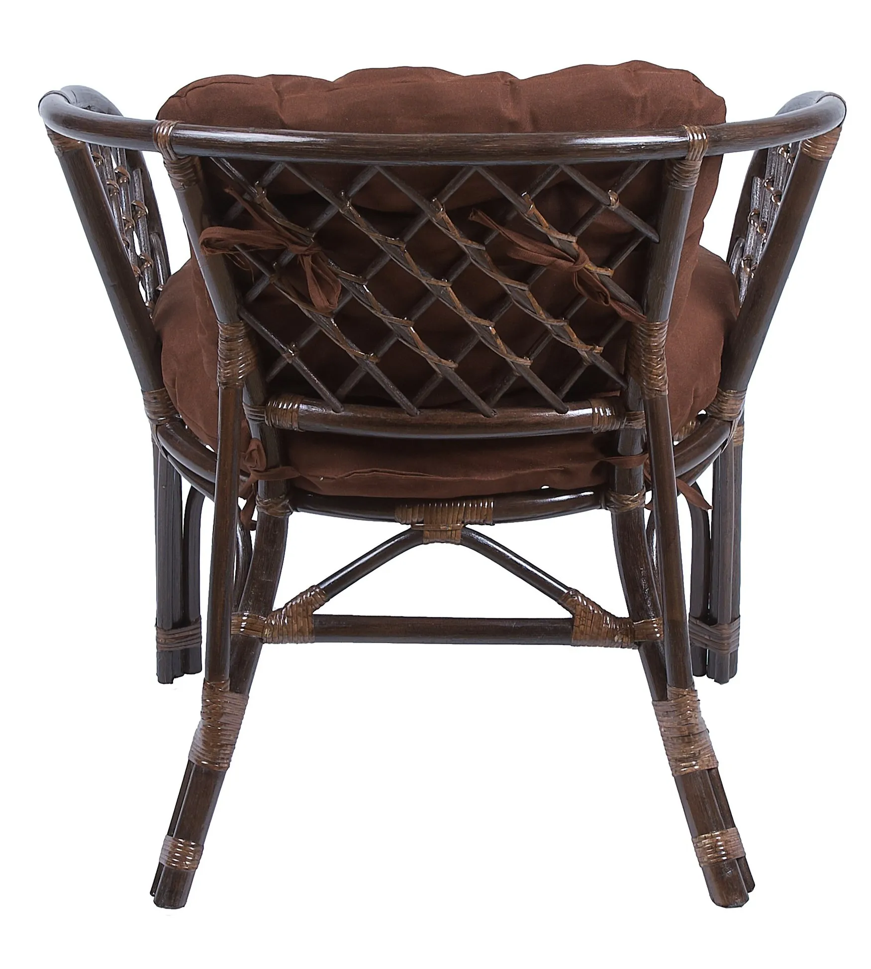 Комплект мебели из ротанга Багама дуэт с овальным столом коричневый подушки твил обычные коричневые