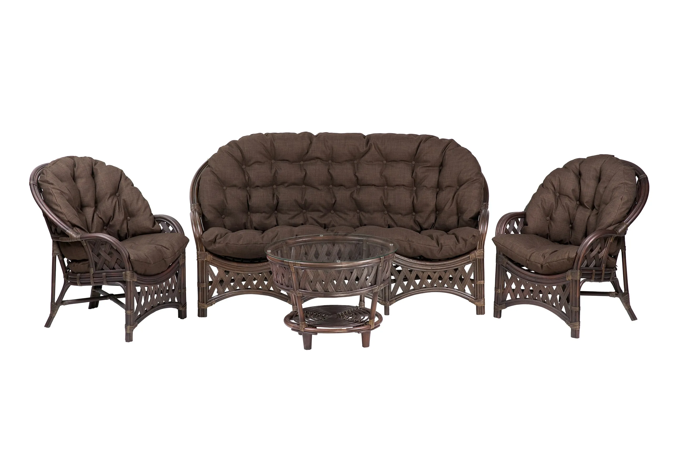 Комплект мебели из ротанга Черчилль (Рузвельт) с 3-х местным диваном орех матовый