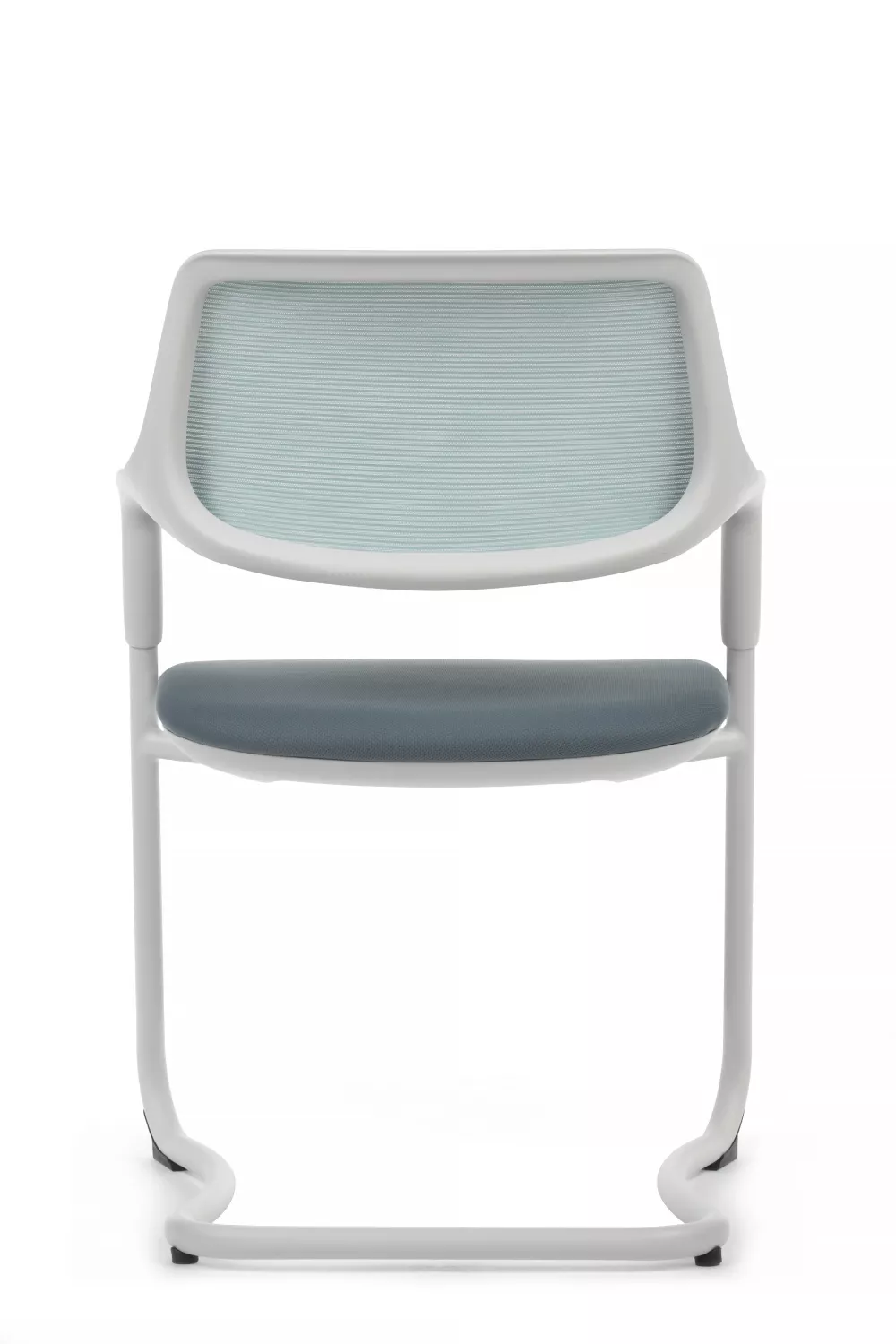 Конференц-кресло RIVA DESIGN Scroll SF (HY-813B) белый каркас голубой / серый