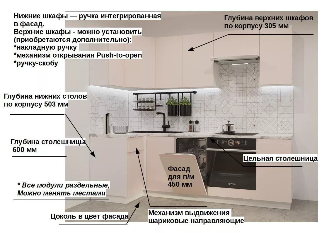 Кухонный гарнитур Фарфор Лайн 1000х2450 (арт.25)