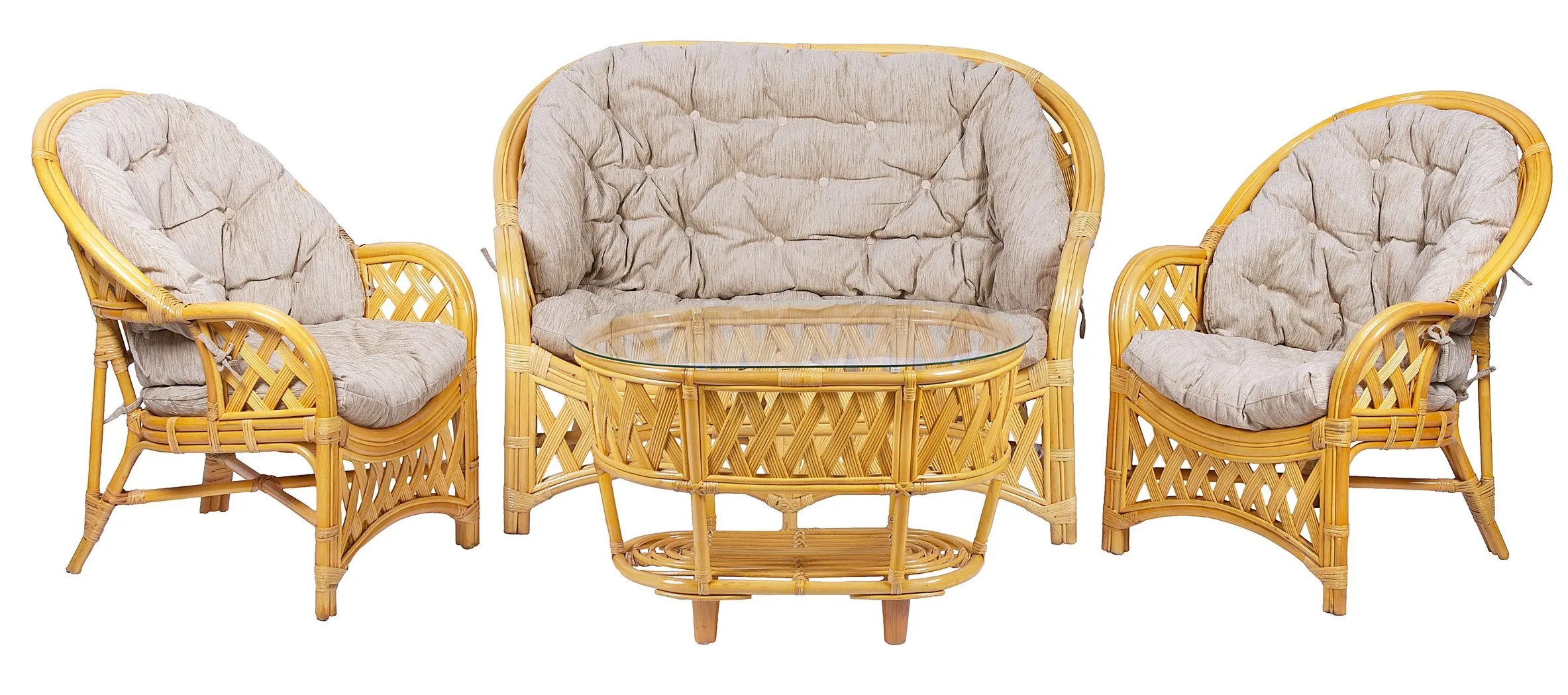 Комплект мебели из ротанга Черчилль (Рузвельт) с 2-х местным диваном и овальным столом мед