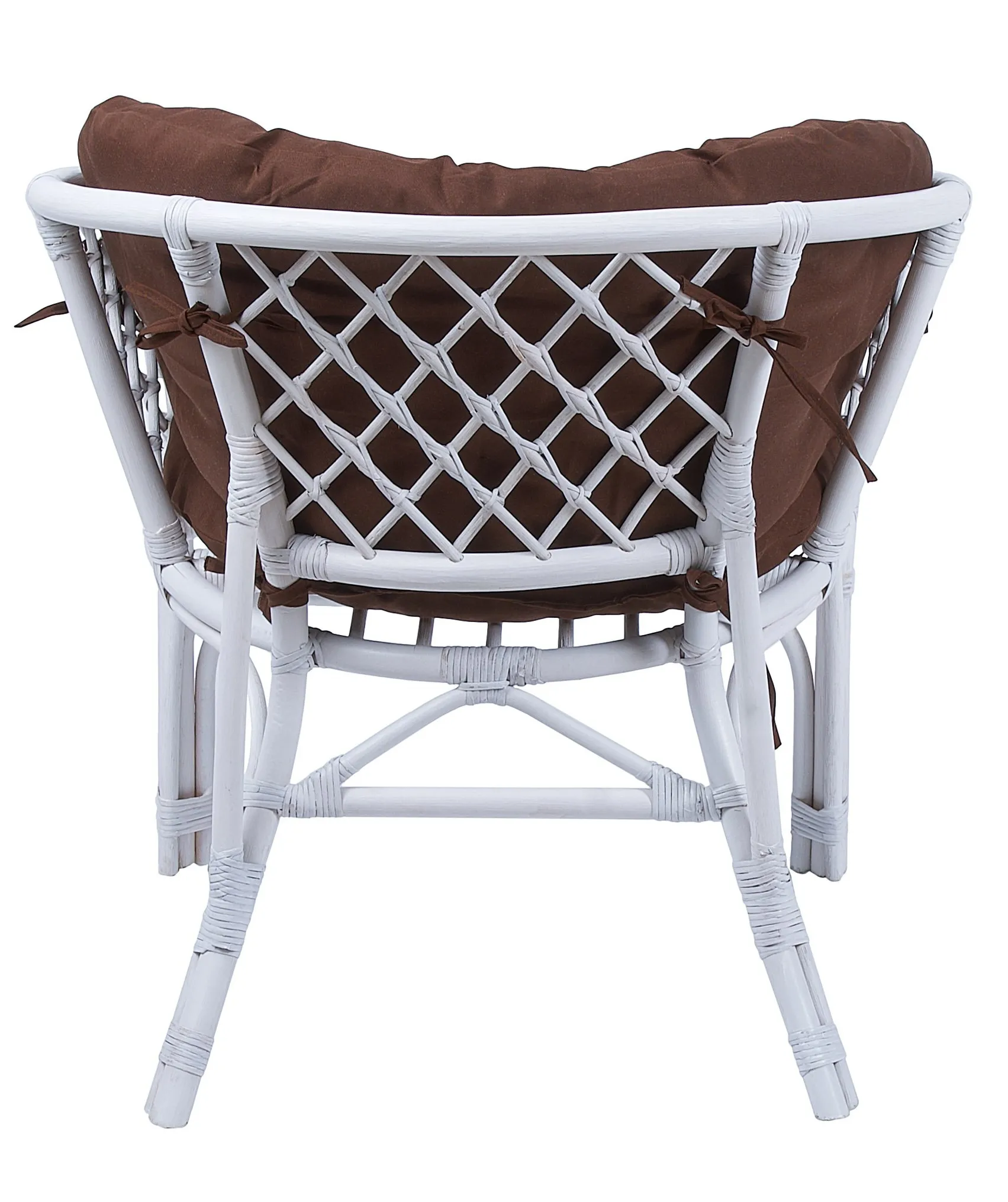 Комплект мебели из ротанга Багама дуэт с овальным столом белый (подушки твил полные коричневые)