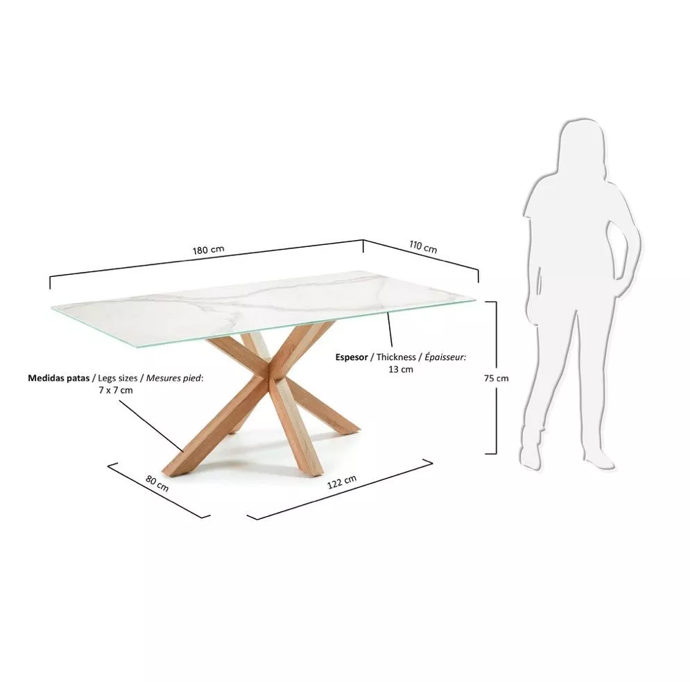 Обеденный стол La Forma Arya 180x100 керамический белый
