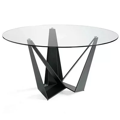 Стеклянный круглый стол c черными ножками Angel Cerda CT2061 063157