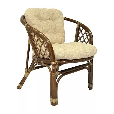 Кресло из ротанга Багама темно-коричневый (подушки шенилл обычные светлые)