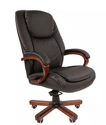Кресло руководителя CHAIRMAN 408 усиленное до 150 кг черная кожа
