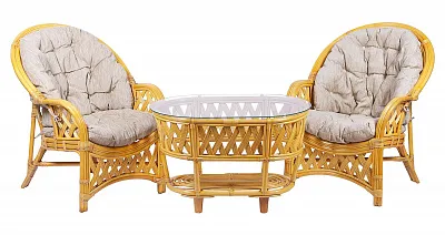 Комплект мебели из ротанга Черчилль (Рузвельт) дуэт с овальным столом мед