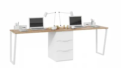 Комплект письменных столов с 1 тумбой Порто белый жемчуг яблоня беллуно белый софт СМ-393.15.013
