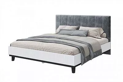 Кровать Шарлиз с мягким изголовьем 180х200 Шарлиз Бренди лайт / Белое сияние МЛК