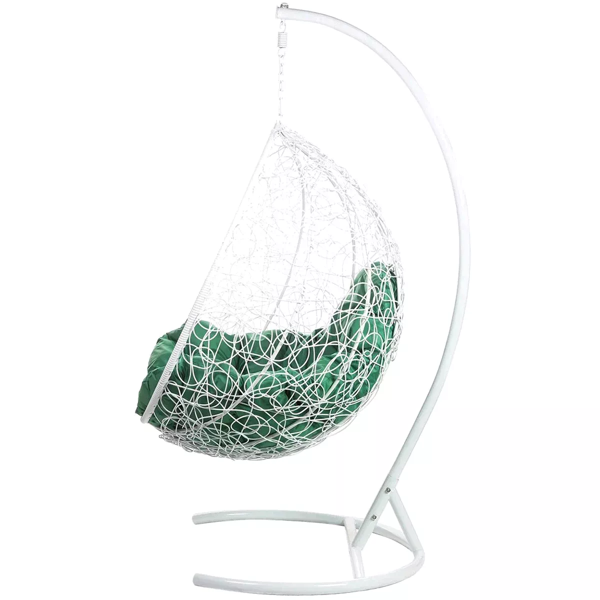 Подвесное кресло Bigarden Tropica White с зеленой подушкой 