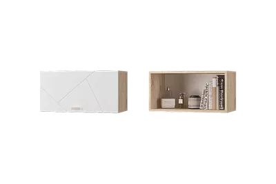 Шкаф настенный с горизонтальной дверкой 600 Скайлайн Сонома и Белый МЛК