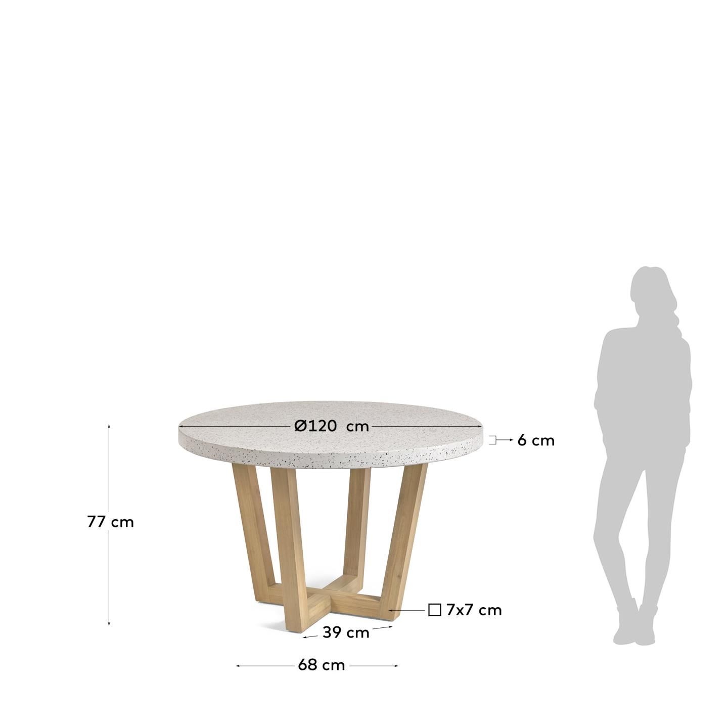 Круглый стол La Forma Shanelle из белого терраццо d 120 см